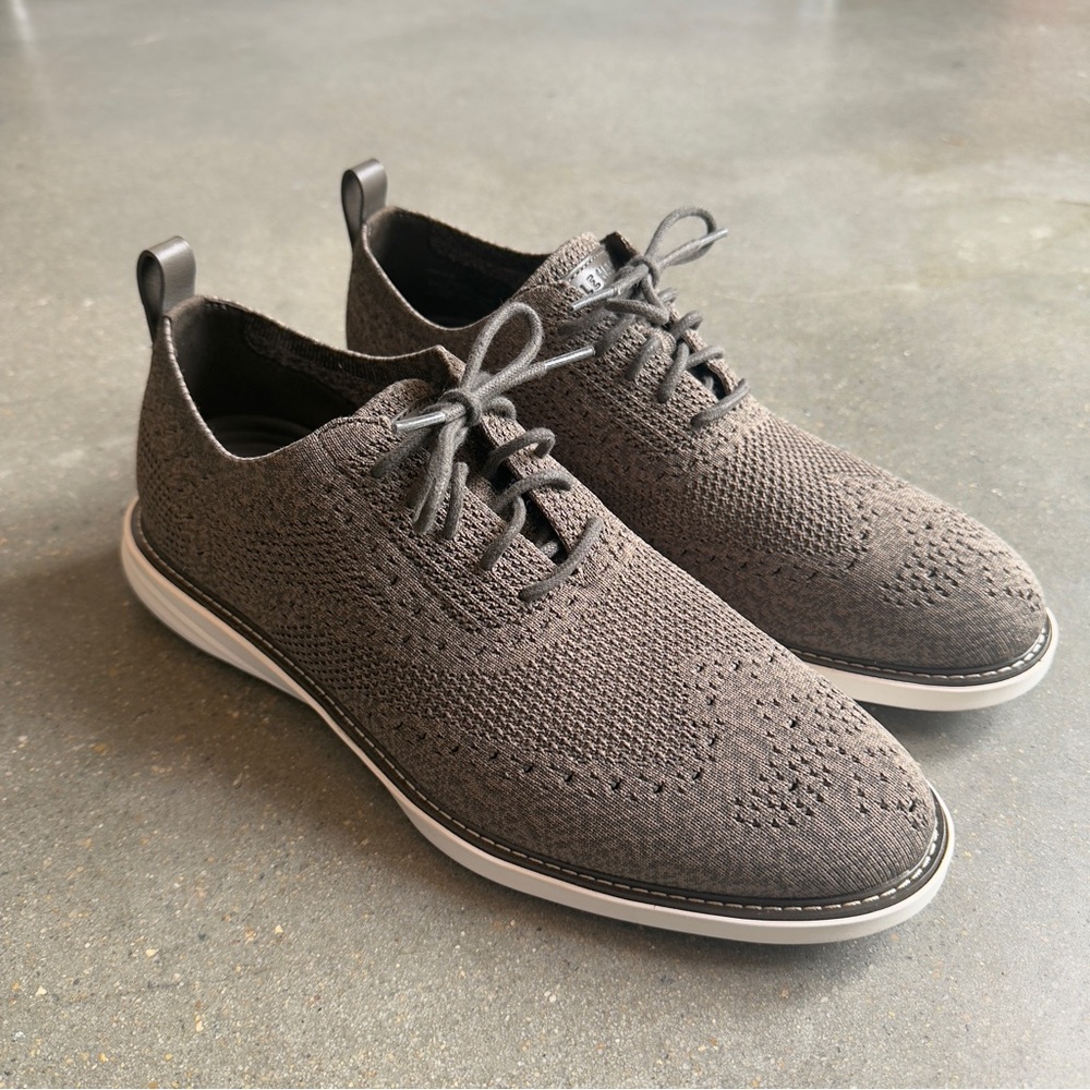 Men’s Cole Haan Light Brown Perforated Oxfords with White Sole